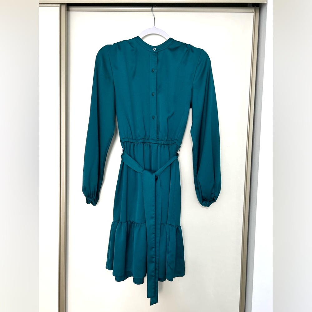 DKNY, Women, Fit and Flare Dress, Turquoise, long sleeve, Size 2,
